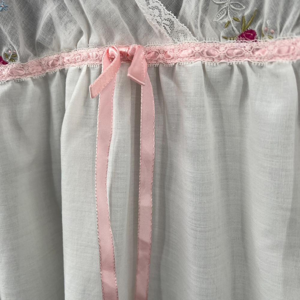 Vintage 1970s‎ coquette boho fairycore slip dress floral emboirdered feminine - Picture 3 of 12